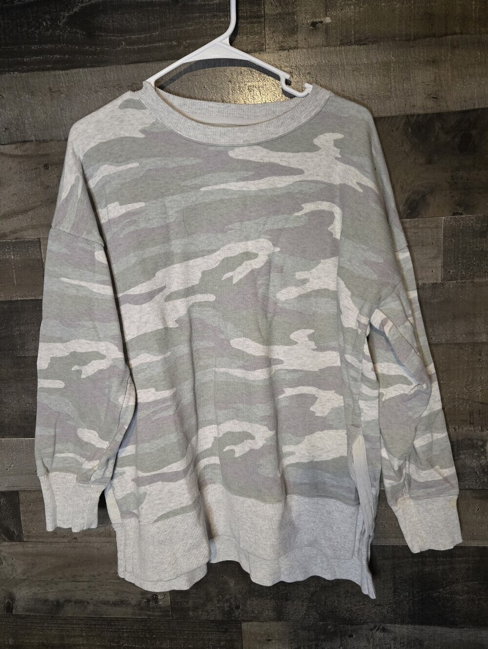 aerie Gray Camo Crewneck Sweater